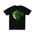 front of Green and black graphic Vlone shirt